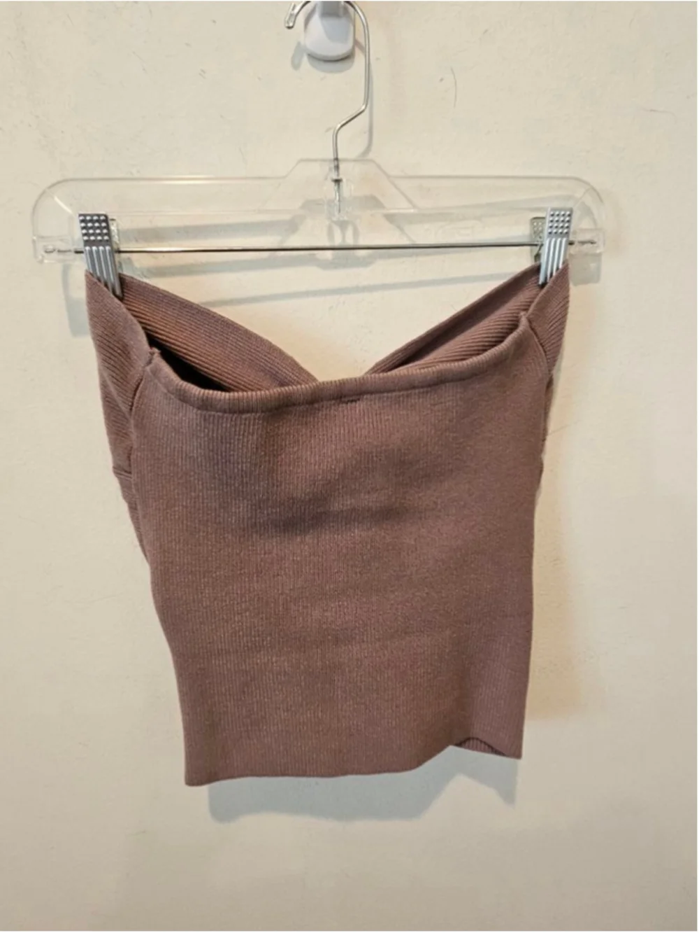Women's ANRABESS NWT Brown Ribbed Knit Bandeau Tube Top S - Picture 9 of 12
